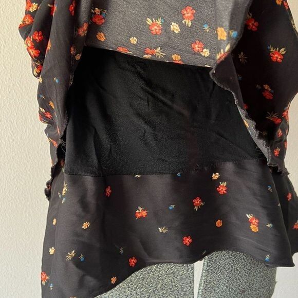 Free People Intimately Womens Black Floral Spaghetti Strap Ruffle Cami Top Med - Picture 5 of 9